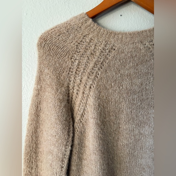 Alpaca Blend Knit Beige Tan Crew Neck Long Sweater by Muji Women Small - Picture 8 of 10